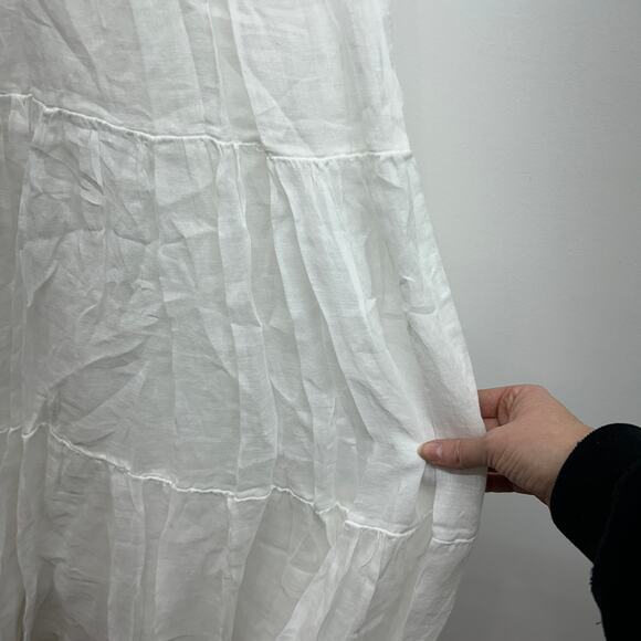 $191 Ever New Milkmaid Midi Dress 10 White Button Sleeveless Smocked Feminine - Picture 10 of 10